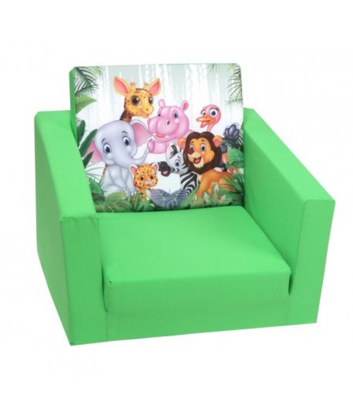 Žalias išsiskleidžiantis foteliukas - "Zoo draugai"